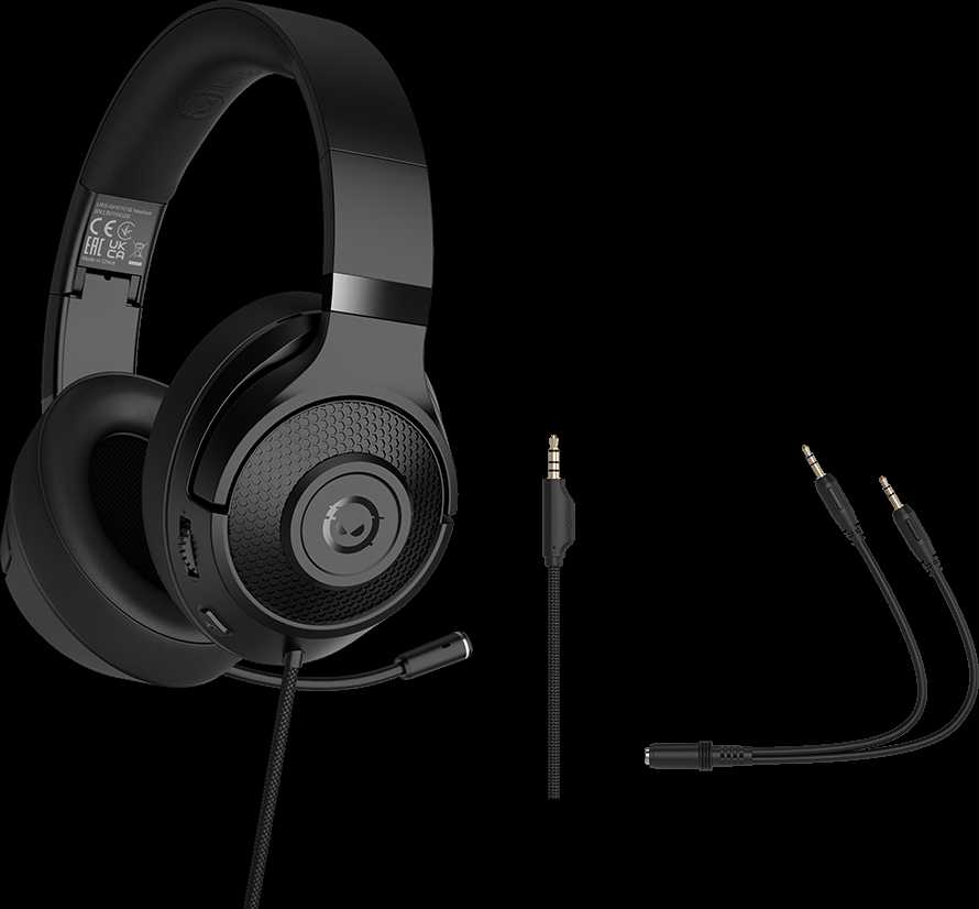 LORGAR Noah 101, Žaidimų ausinės su mikrofonu, 3.5mm jack connection, kabelio ilgis 2m, sulankstomos design, PU leather ear pads, size: 185*195*80mm, 0.245kg, juodas