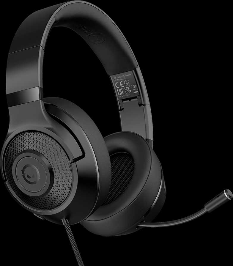 LORGAR Noah 101, Žaidimų ausinės su mikrofonu, 3.5mm jack connection, kabelio ilgis 2m, sulankstomos design, PU leather ear pads, size: 185*195*80mm, 0.245kg, juodas
