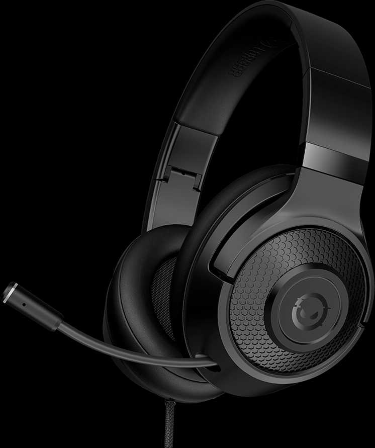 LORGAR Noah 101, Žaidimų ausinės su mikrofonu, 3.5mm jack connection, kabelio ilgis 2m, sulankstomos design, PU leather ear pads, size: 185*195*80mm, 0.245kg, juodas