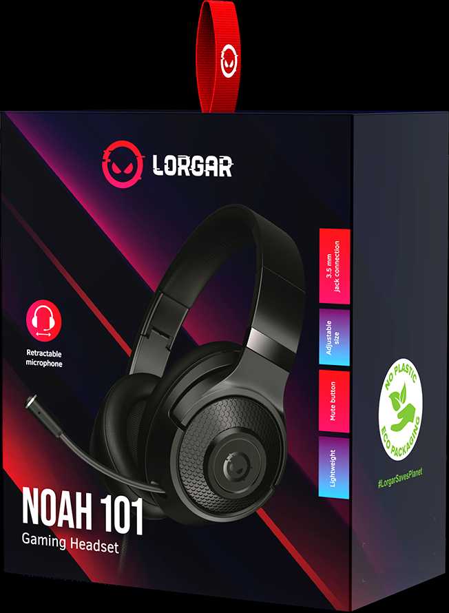 LORGAR Noah 101, Žaidimų ausinės su mikrofonu, 3.5mm jack connection, kabelio ilgis 2m, sulankstomos design, PU leather ear pads, size: 185*195*80mm, 0.245kg, juodas