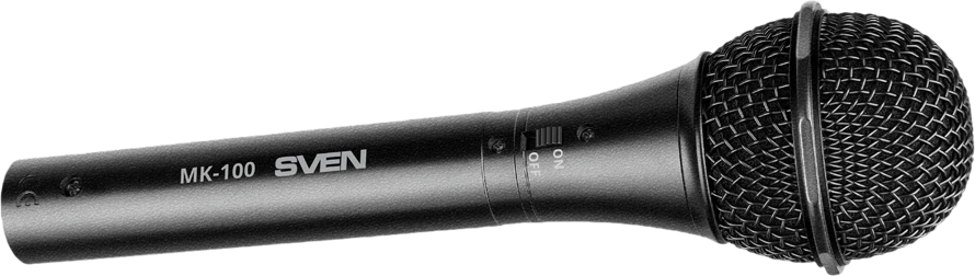 Mikrofonas SVEN MK-100 (laidinis, dinaminis, metalinis, laidas 4,0 m, 6,3/3,5 mm lizdas, kardioidinis, juodas)