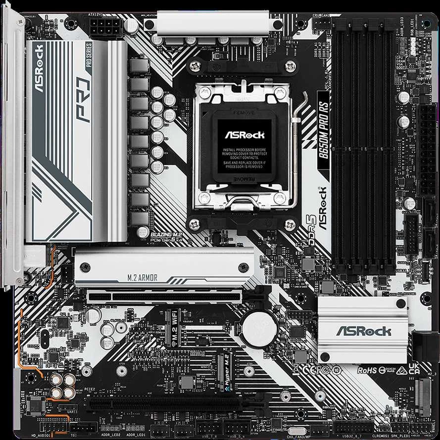 Pagrindinė plokštė ASRock B650M Pro RS, AM5, Micro-ATX, DDR5