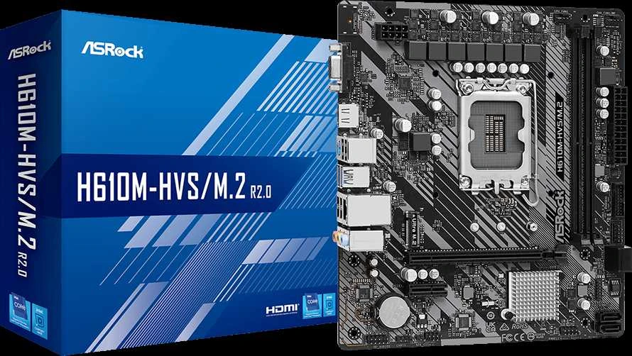 Pagrindinė plokštė ASROCK Intel H610/LGA1700/MicroATX/Memory DDR4/Atminties lizdai 2/1xPCI-Express 3.0 1x/1xPCI-Express 4.0 16x/1xM.2/1x15pin D-sub/1xHDMI/1xAudio-In/1xAudio-Out/1xMikrofonas/4xUSB 2.0/2xUSB 3.2