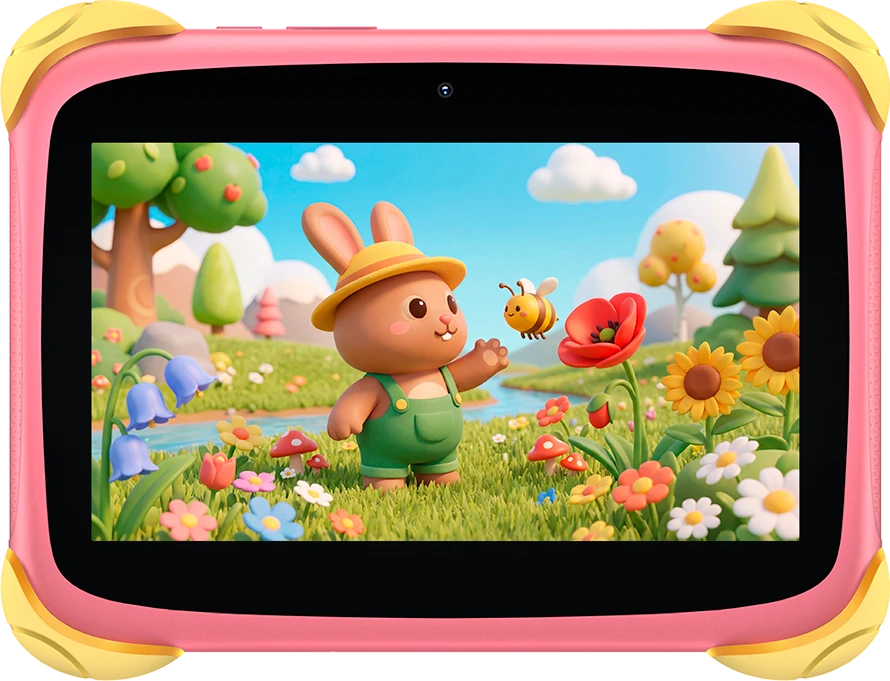 Planšetė Blackview Link 1 Kids Mini WiFi6 7-inch 1024x600 HD+ 60Hz RK3562 2.0Hz 3GB+32GB 3000mAh Cam 2MP 5MP Stylus glass protector Handle Stand design Android 16 Sweet Rožinė