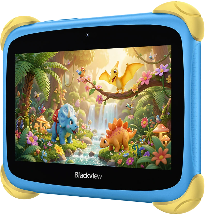 Planšetė Blackview Link 1 Kids Mini WiFi6 7-inch 1024x600 HD+ 60Hz RK3562 2.0Hz 3GB+32GB 3000mAh Cam 2MP 5MP Stylus glass protector Handle Stand design Android 16 Brave Mėlyna