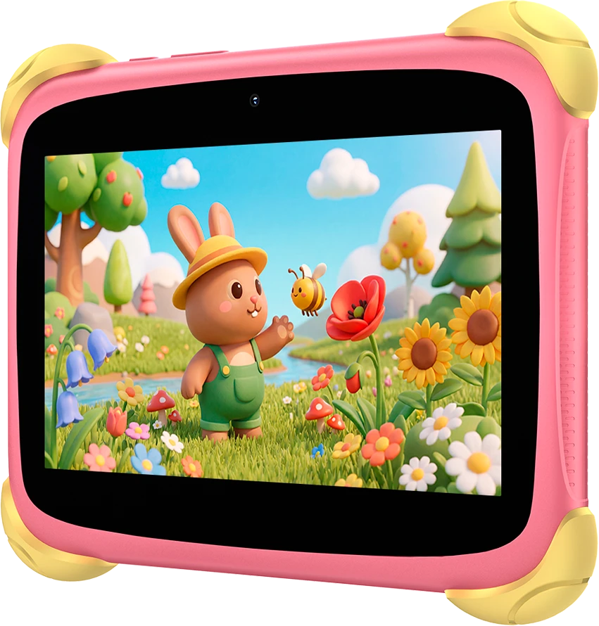 Planšetė Blackview Link 1 Kids Mini WiFi6 7-inch 1024x600 HD+ 60Hz RK3562 2.0Hz 3GB+32GB 3000mAh Cam 2MP 5MP Stylus glass protector Handle Stand design Android 16 Sweet Rožinė