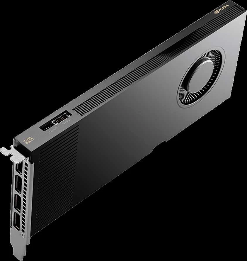 „Pny Technologies PNY RTX PRO 4000 Blackwell“, 24 GB GDDR7 ECC 192 bitų, 140 W, PCI Express 5.0 x16, 4 x „Ekranas“ prievadai 2.1, ATX laikiklis, 1 x CEM5 16 kontaktų maitinimo kabelis, FHML vieno lizdo, maža dėžutė