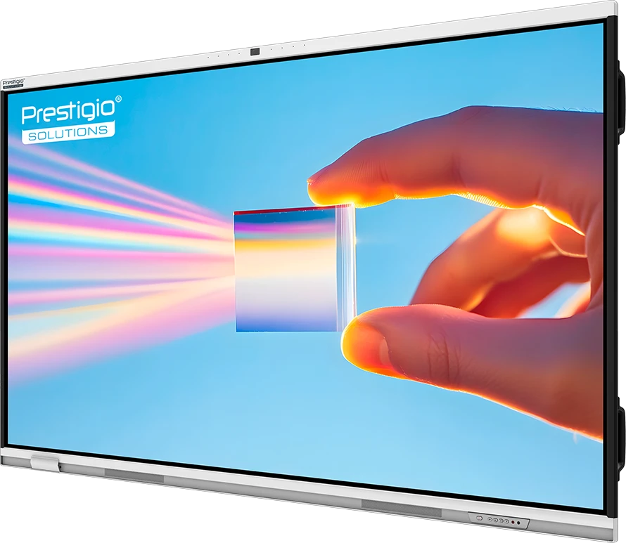 „PRESTIGIO SOLUTIONS“ daugiafunkcis monitorius su 75 colių prizme, „Android 14“, „Google EDLA“, dirbtinio intelekto kamera, 8/128 GB, 50 TB