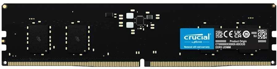 Crucial DDR5 atminties modulis, juoda plokštė