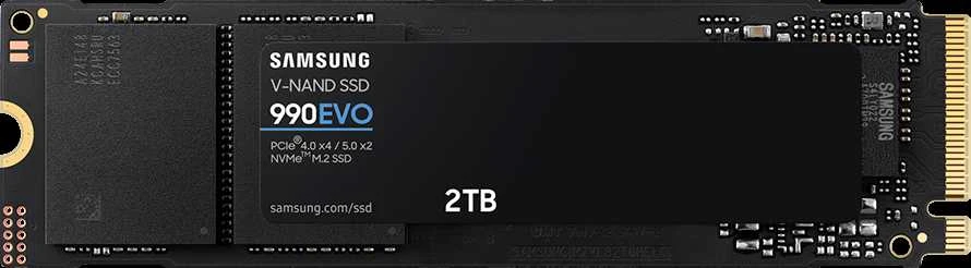 Kietasis diskas Samsung 990 EVO, 2000 GB, Rašymo greitis 4200 MB/s, Skaitymo greitis 5000 MB/s