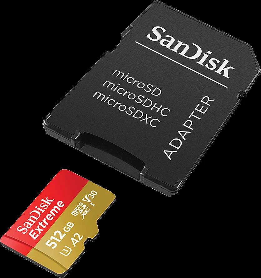 SanDisk Extreme 512GB atminties kortelė ir adapteris