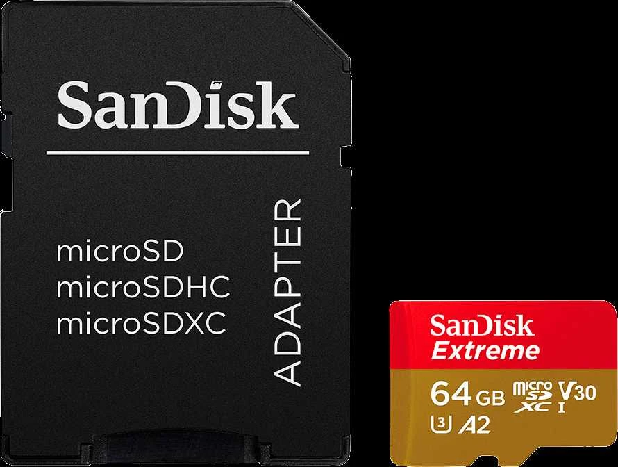 Atminties kortelė SanDisk microSDXC Extreme 64GB 170/80 MB/s A2 C10 V30 UHS-I U3