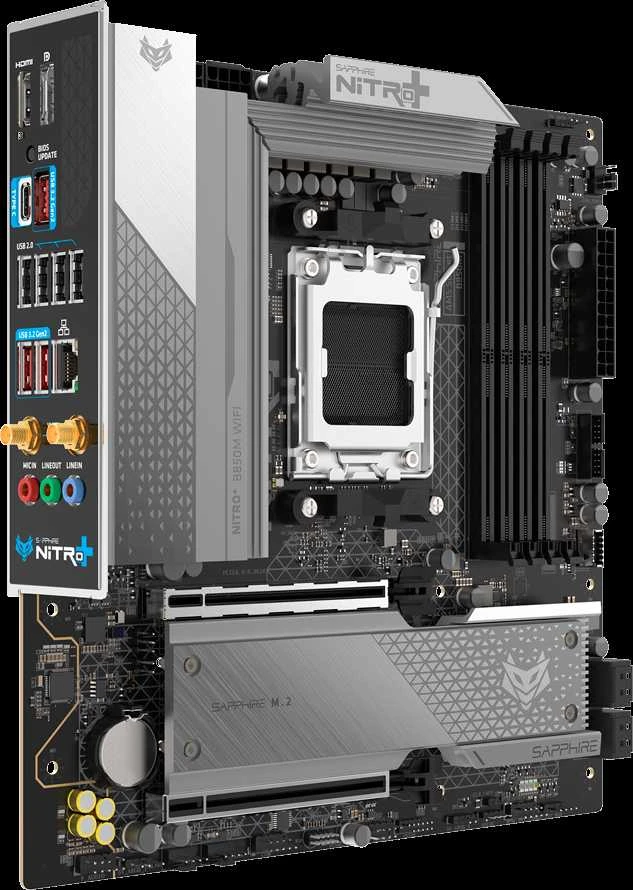 Pagrindinė plokštė Sapphire NITRO+ B850M WIFI AMD B850 Socket AM5 micro ATX plokštė