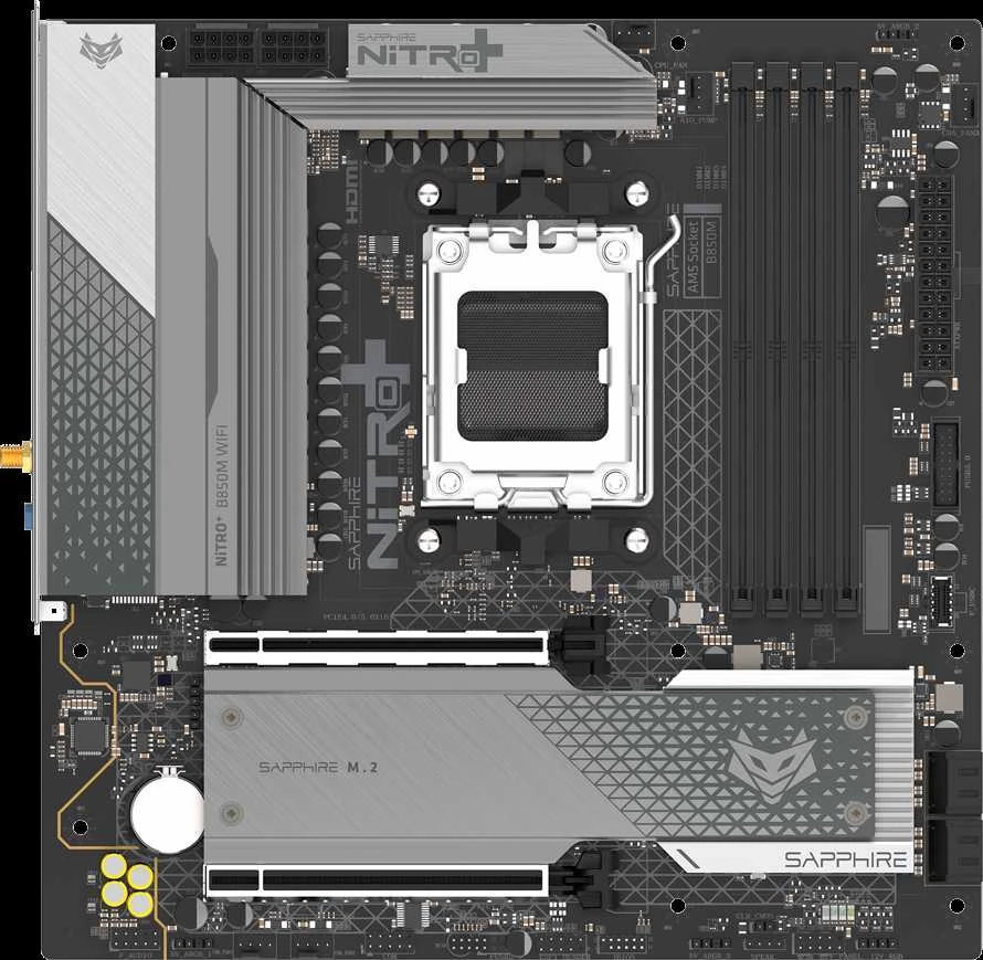 Pagrindinė plokštė Sapphire NITRO+ B850M WIFI AMD B850 Socket AM5 micro ATX plokštė