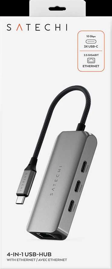 SATECHI keturi viename USB-C šakotuvas su 2,5 gigabito eternetu – Kosminė pilka