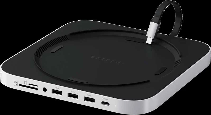 SATECHI Mac Mini stovas ir stebulė su NVMe SSD korpusu - Sidabrinis