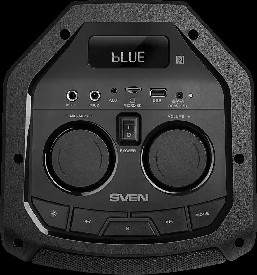 Garsiakalbis SVEN PS-710, juodas (100W, TWS, Bluetooth, FM, USB, Micro SD, LED ekranas, 4400mA*h)