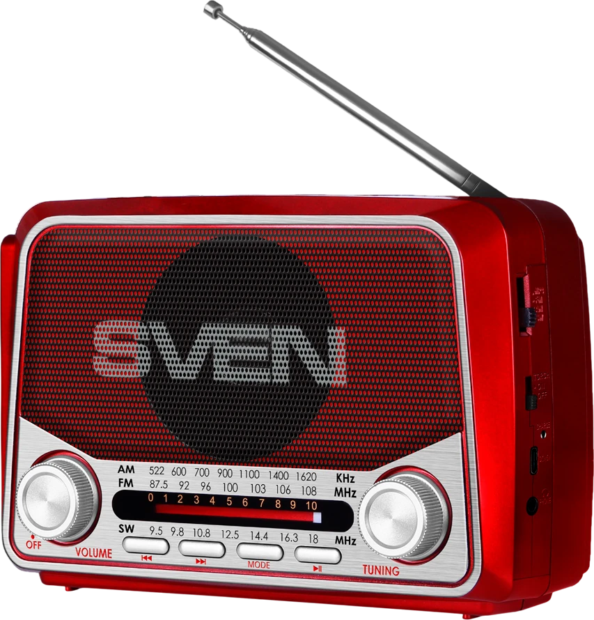 SVEN SRP-150 raudonas radijo imtuvas su antena