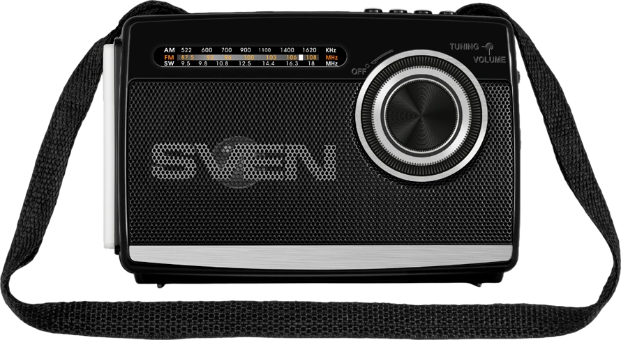 Garsiakalbis SVEN SRP-155, juodas (3W, Bluetooth, FM/AM/SW, USB, Micro SD, žibintuvėlis, baterija)