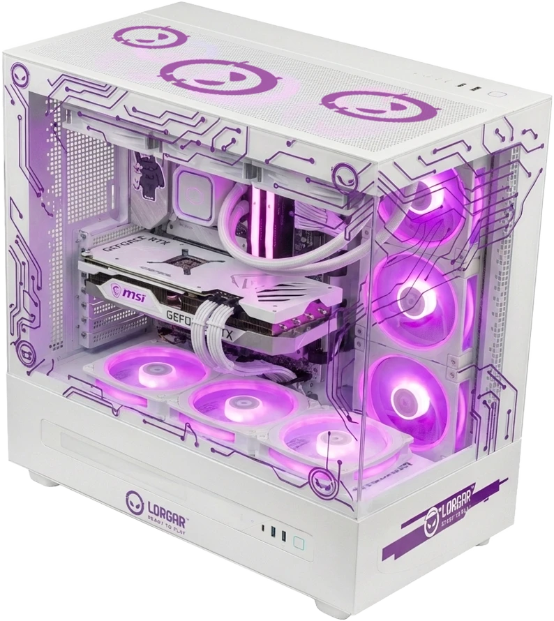 Stacionarus kompiuteris LORGAR PRO P401 - AMD 7800X3D 8C/16T, 360 AIO, NVIDIA RTX 5070Ti 16GB, 32GB@6400mhz, 2TB SSD NVME, 850W PSU, Baltas, 3Y