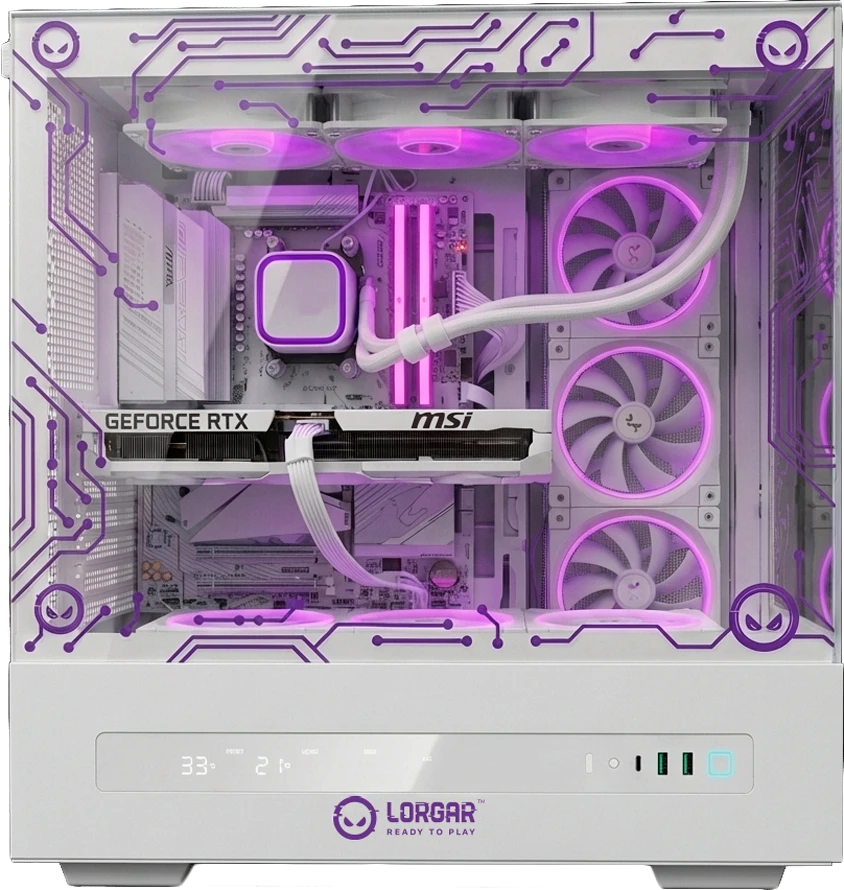 Stacionarus kompiuteris LORGAR PRO P401 - AMD 7800X3D 8C/16T, 360 AIO, NVIDIA RTX 5070Ti 16GB, 32GB@6400mhz, 2TB SSD NVME, 850W PSU, Baltas, 3Y