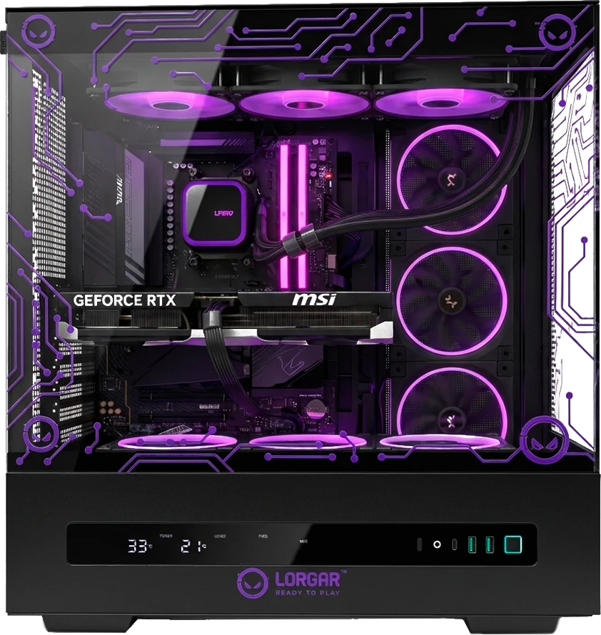Stacionarus kompiuteris LORGAR PRO P401 - AMD 7800X3D 8C/16T, 360 AIO, NVIDIA RTX 5070Ti 16GB, 32GB@6400mhz, 2TB SSD NVME, 850W PSU, Juodas, 3Y