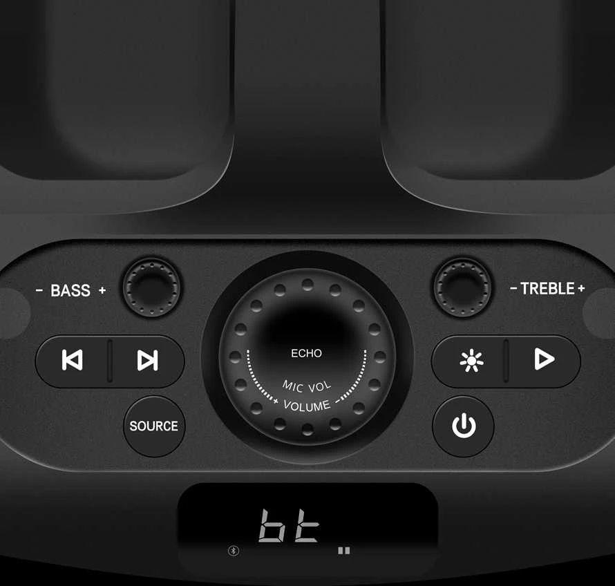 Nešiojama garso kolonėlė SVEN PS-1000, juodas, galia 2x80W (RMS), TWS, Bluetooth, FM, USB, LED ekranas, ličio baterija