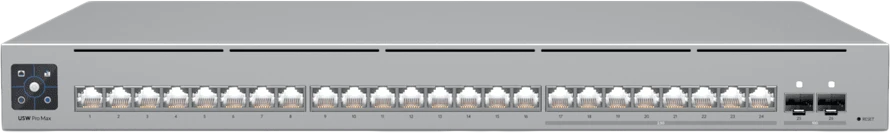 Šakotuvas Ubiquiti | „Etherlighting“ komutatorius su 2,5 GbE | USW-Pro-Max-24 | Valdomas 3 lygio | Montuojamas į stelažą | Gigabito eternetas (varinis) jungčių kiekis: 24