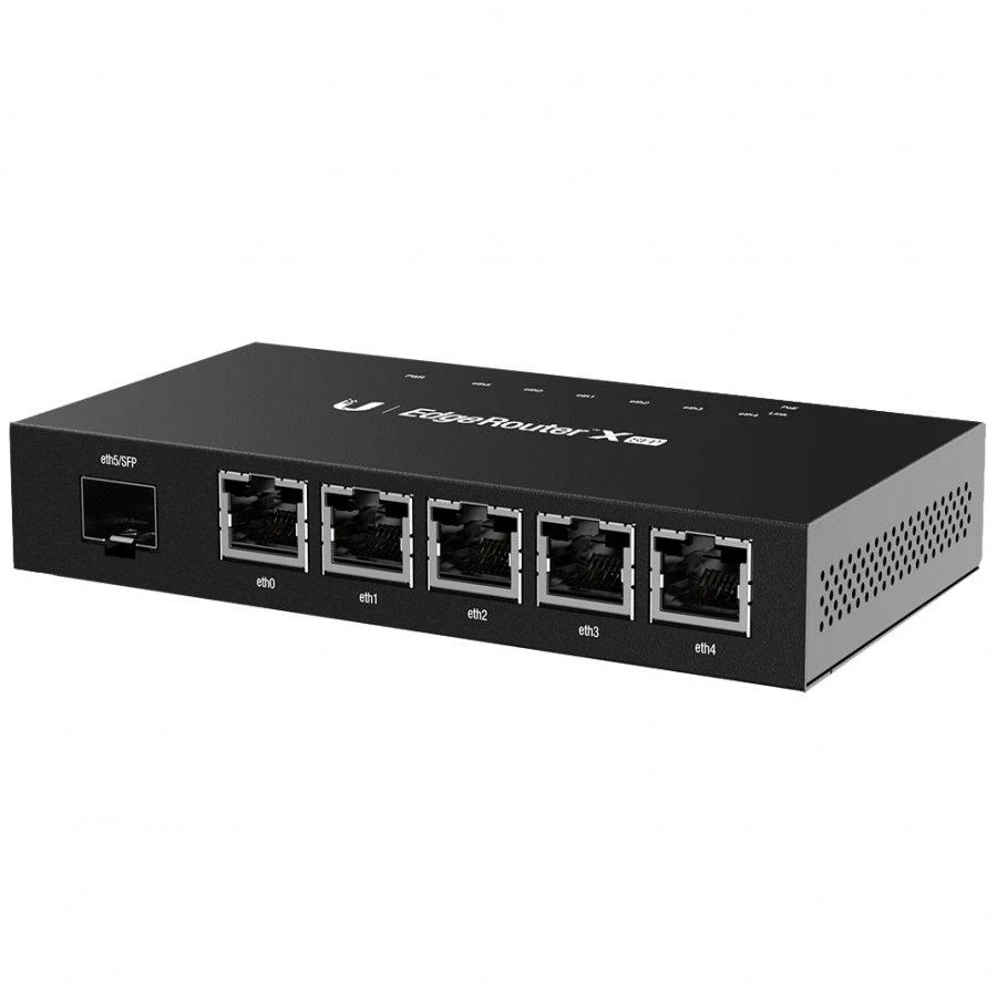 Maršrutizatorius „Ubiquiti EdgeRouter X“, 5 prievadai, SFP, gigabito, pasyvus PoE, Juodas ER-X-SFP / UBI-ER-X-SFP
