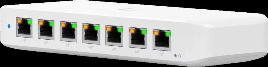 Šakotuvas Ubiquiti | Komutatorius | USW-Ultra | Valdomas L2 | Montuojamas į lentyną | Gigabito Ethernet (varinis) jungčių kiekis: 8 | PoE/PoE+ jungčių kiekis: 7