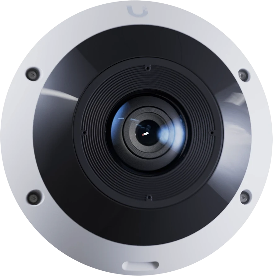 UBIQUITI UVC-G6-Pro-360-W Visoms oro sąlygoms, vandalams atspari 12MP PoE kamera su panoraminiu 360 laipsnių vaizdu, skaitmeniniu pasukimo, pakreipimo, priartinimo ir išmaniuoju IR ryšiu.