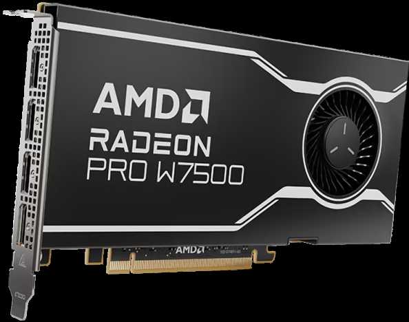 AMD GPU W7500 8GB GDDR6 128bit, 12Tflops, 4x DP 2.1, aktyvus ventiliatorius, RDNA3