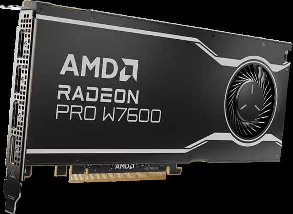 Vaizdo plokštė AMD GPU W7600 8GB GDDR6 128bit, 20Tflops, 4x DP 2.1, aktyvus ventiliatorius, RDNA3
