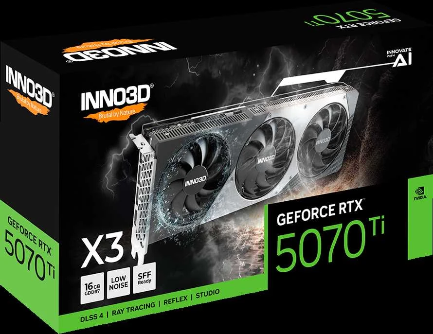 Vaizdo plokštė INNO3D GeForce RTX 5070 Ti X3 16GB OC DLSS 4