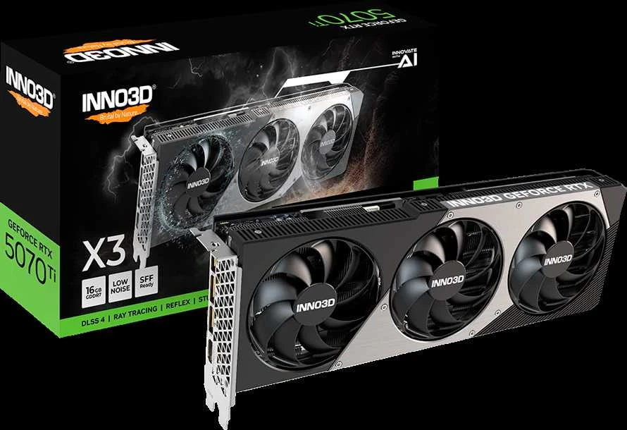 Vaizdo plokštė INNO3D GeForce RTX 5070 Ti X3 16GB OC DLSS 4