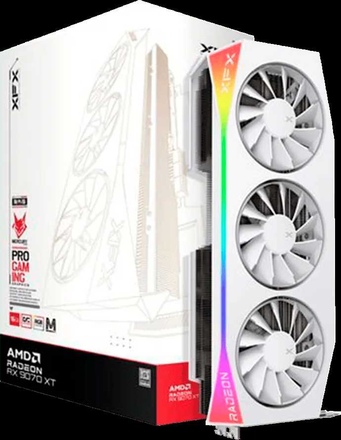 Vaizdo plokštė XFX „Mercury AMD Radeon RX 9070XT OC Baltas Magnetic Air Edition“ su RGB 16 GB GDDR6, HDMI 3xDP, AMD RDNA 4