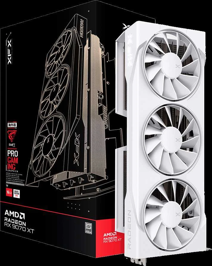 Vaizdo plokštė. XFX Swift RX 9070 Baltas 3-FAN GAM E 16G