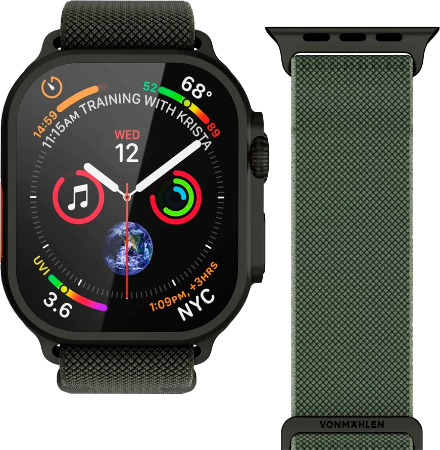 Vonmählen Classic Nylon Loop 40, 41, 42mm One Size, Olive Juodas