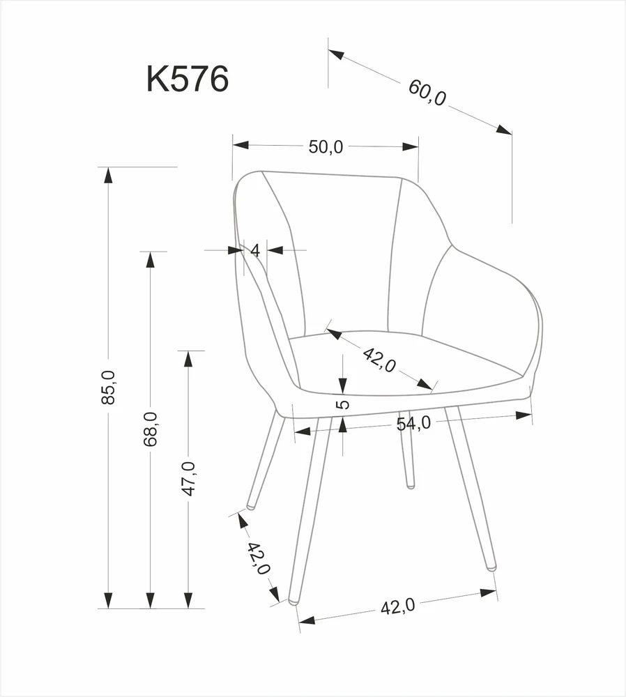 Halmar Valgomojo komplektas - Stalas QUBIK+ Kėdės K576