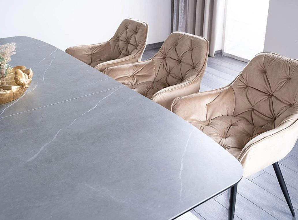 Signal Meble Valgomojo komplektas - Stalas DOLCE CERAMIC + Kėdės CHERRY VELVET