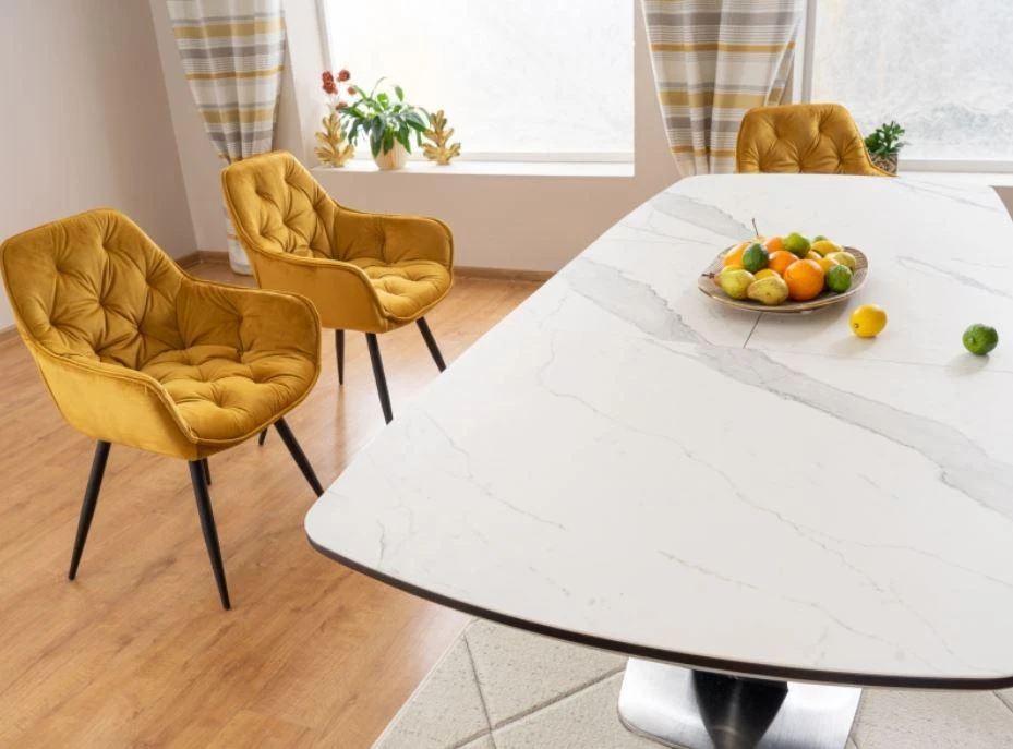 Signal Meble Valgomojo komplektas - Stalas ARMANI CERAMIC + Kėdės CHERRY VELVET