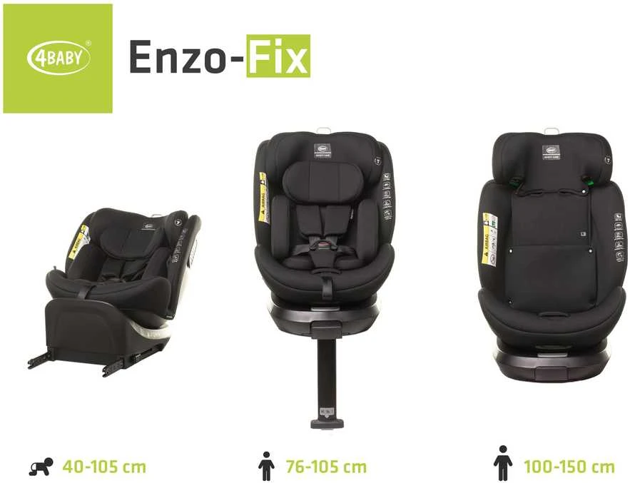 4Baby autokėdutė ENZO-FIX 40-150CM juoda I-SIZE