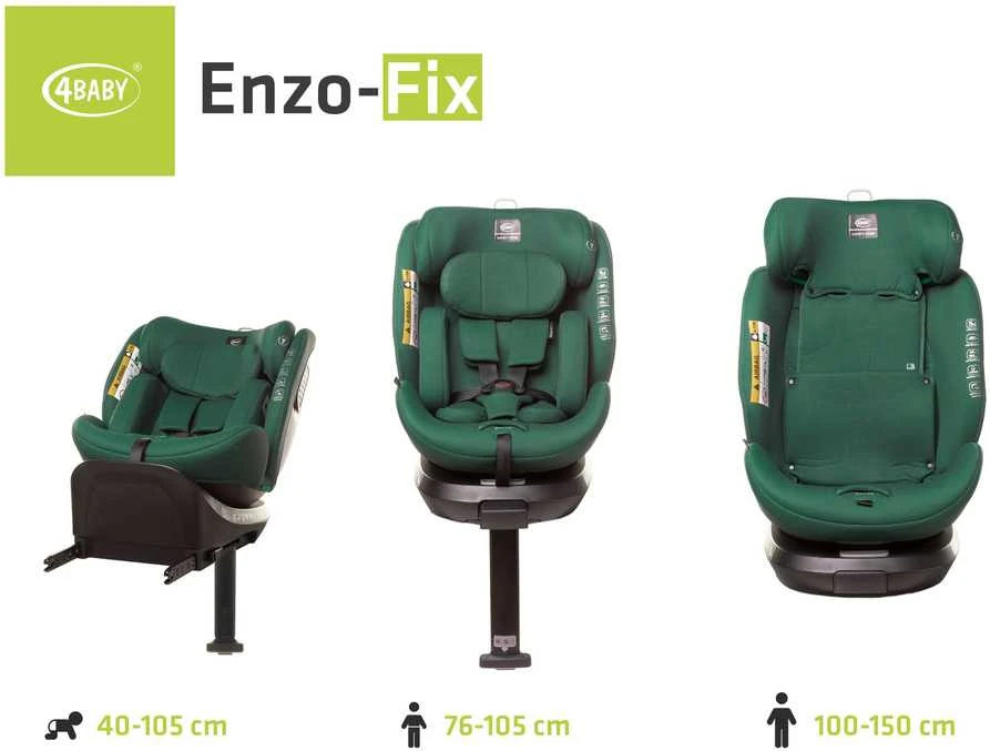 4Baby autokėdutė ENZO-FIX 40-150CM žalia I-SIZE