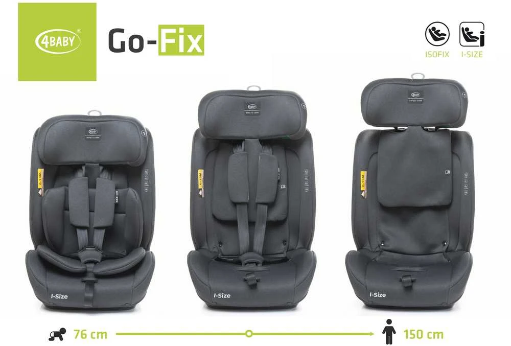 AM Tullo 4Baby autokėdutė GO-FIX 76-150CM tamsiai pilka I-SIZE