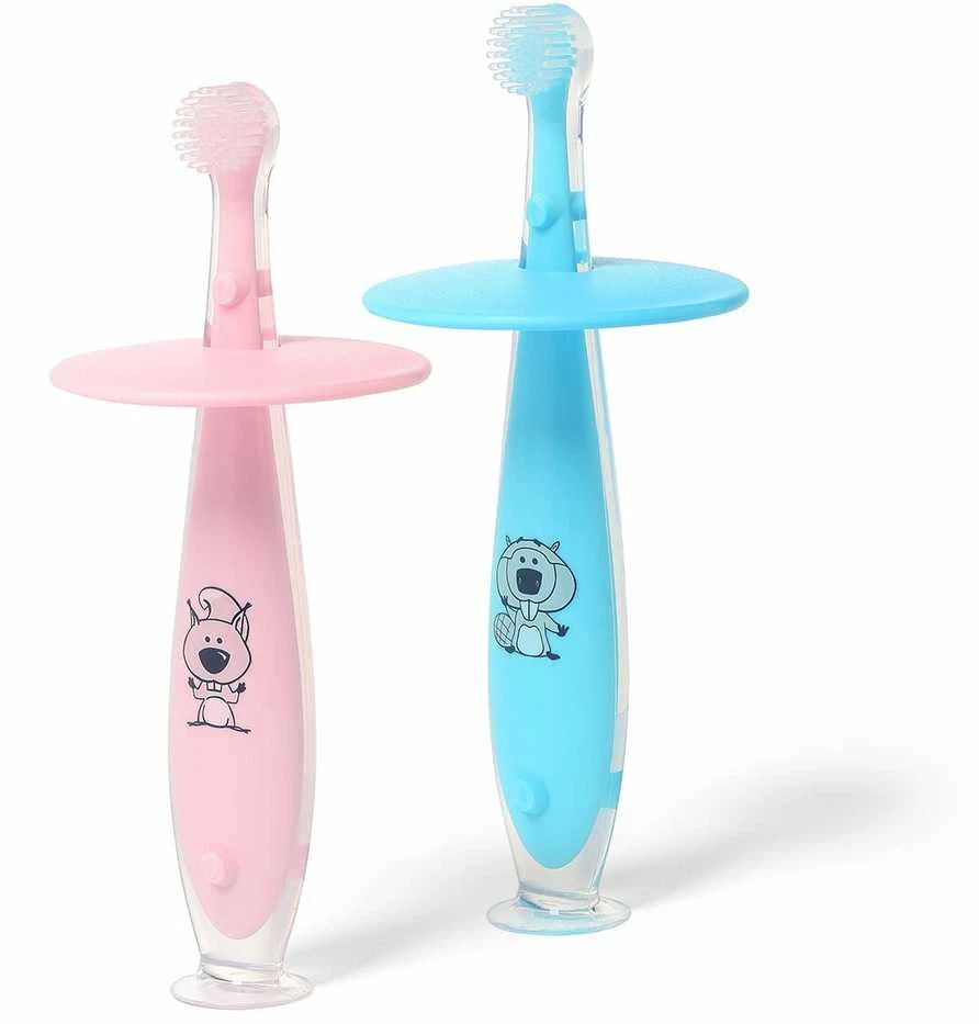 Baby Ono Babyono dantų šepetukas su siurbtuku nuo 6 mėn rožinis 551/02