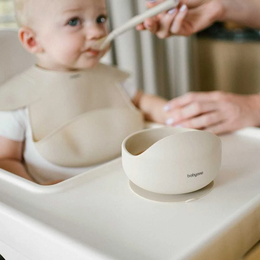 Baby Ono BabyOno lėkštutė silikoninė neslystanti kreminė 1481/04