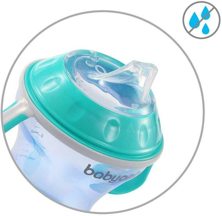 Baby Ono BabyOno neišsiliejantis puodelis minkštu snapeliu NATURAL NURSING, mėlynas, 180 ml, 1456/01