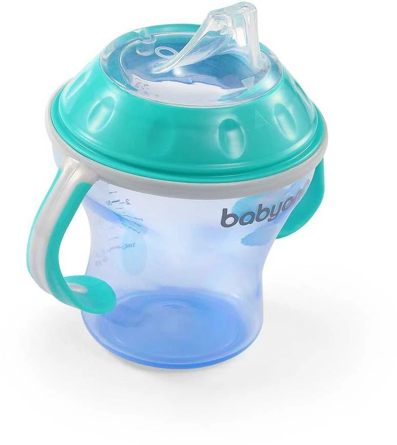 Baby Ono BabyOno neišsiliejantis puodelis minkštu snapeliu NATURAL NURSING, mėlynas, 180 ml, 1456/01
