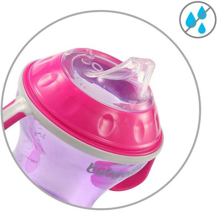 Baby Ono BabyOno neišsiliejantis puodelis minkštu snapeliu NATURAL NURSING, rožinis, 180 ml, 1456/02