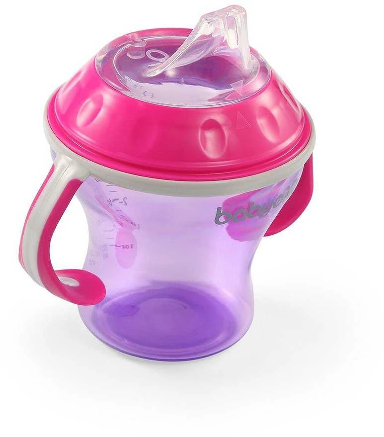Baby Ono BabyOno neišsiliejantis puodelis minkštu snapeliu NATURAL NURSING, rožinis, 180 ml, 1456/02